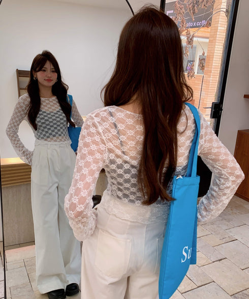 フローラルレースロングTシャツ | EV2251008 | ホワイト