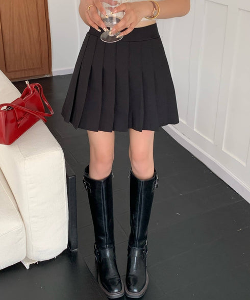 シンプルプリーツミニスカート インナーパンツ付き | EV2255007 | ブラック