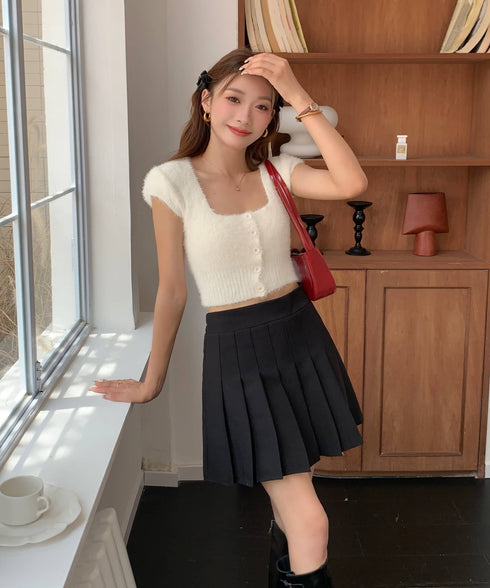 シンプルプリーツミニスカート インナーパンツ付き | EV2255007 | ブラック