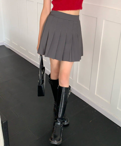 シンプルプリーツミニスカート インナーパンツ付き | EV2255007 | グレー