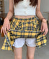 ヴィンテージチェック柄アシンメトリーミニスカート インナーパンツ付き | EV2255009 | イエロー