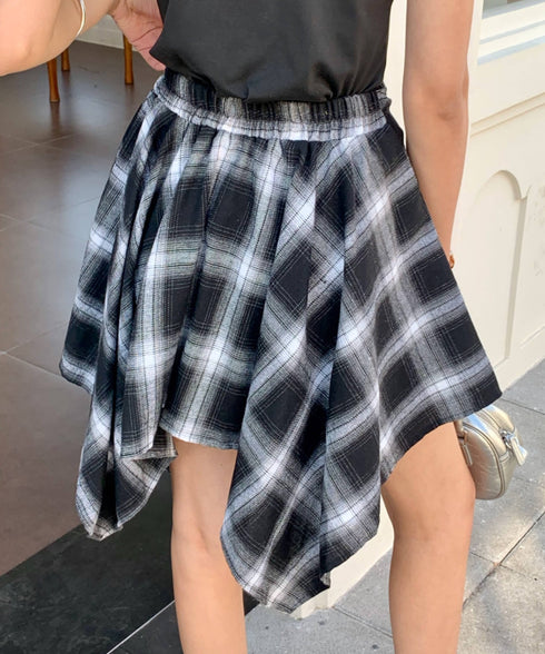 ヴィンテージチェック柄アシンメトリーミニスカート インナーパンツ付き | EV2255009 | ブラック