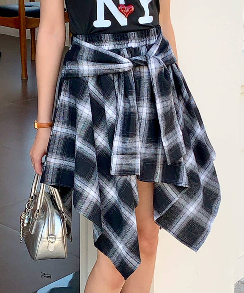 ヴィンテージチェック柄アシンメトリーミニスカート インナーパンツ付き | EV2255009 | ブラック