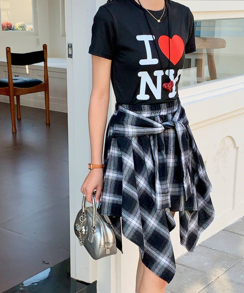 ヴィンテージチェック柄アシンメトリーミニスカート インナーパンツ付き | EV2255009 | ブラック