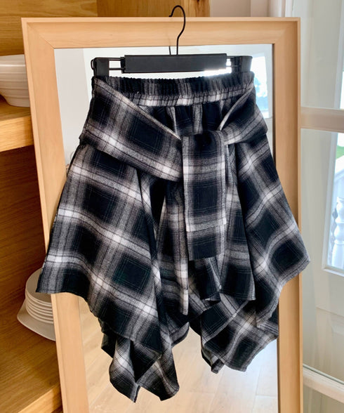 ヴィンテージチェック柄アシンメトリーミニスカート インナーパンツ付き | EV2255009 | ブラック