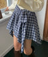 ヴィンテージチェック柄アシンメトリーミニスカート インナーパンツ付き | EV2255009 | ネイビー