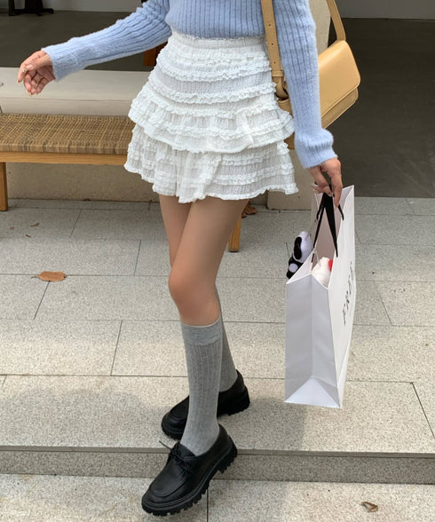 レースティアードミニスカート インナーパンツ付き | EV2255010 | ホワイト