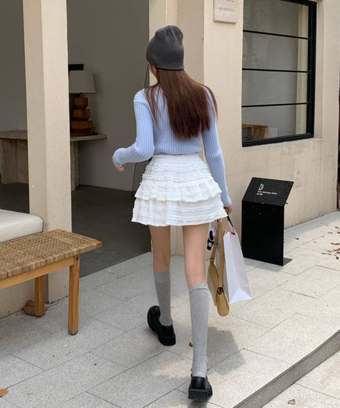 レースティアードミニスカート インナーパンツ付き | EV2255010 | ホワイト