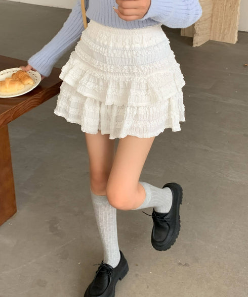 レースティアードミニスカート インナーパンツ付き | EV2255010 | ホワイト