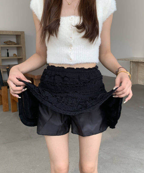 レースティアードミニスカート インナーパンツ付き | EV2255010 | ブラック