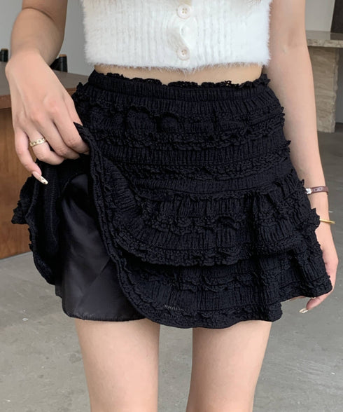 レースティアードミニスカート インナーパンツ付き | EV2255010 | ブラック