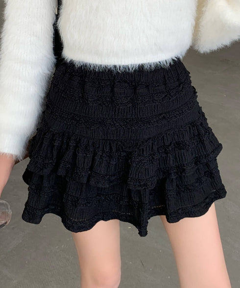レースティアードミニスカート インナーパンツ付き | EV2255010 | ブラック