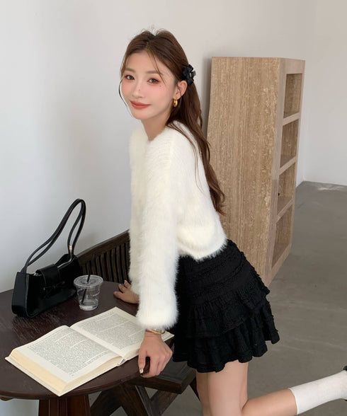 レースティアードミニスカート インナーパンツ付き | EV2255010 | ブラック