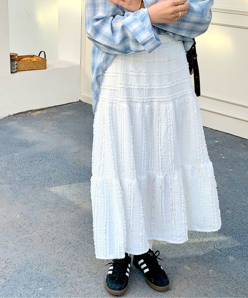 Aラインレースフレアロングスカート | EV2255016 | ホワイト