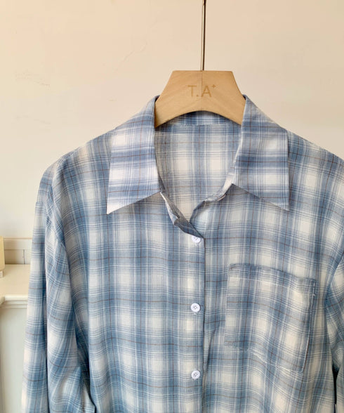チェック柄オーバーサイズシャツ | EV2255017 | ブルー