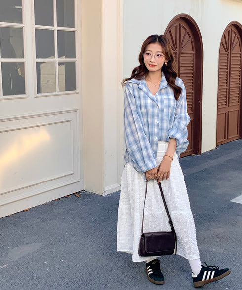 チェック柄オーバーサイズシャツ | EV2255017 | ブルー