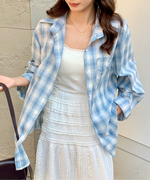 チェック柄オーバーサイズシャツ | EV2255017 | ブルー