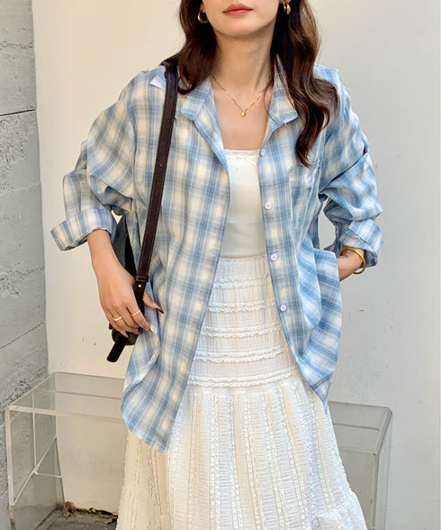 チェック柄オーバーサイズシャツ | EV2255017 | ブルー