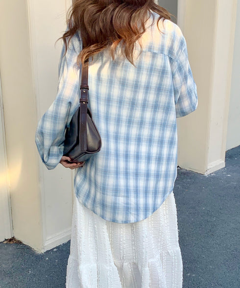 チェック柄オーバーサイズシャツ | EV2255017 | ブルー