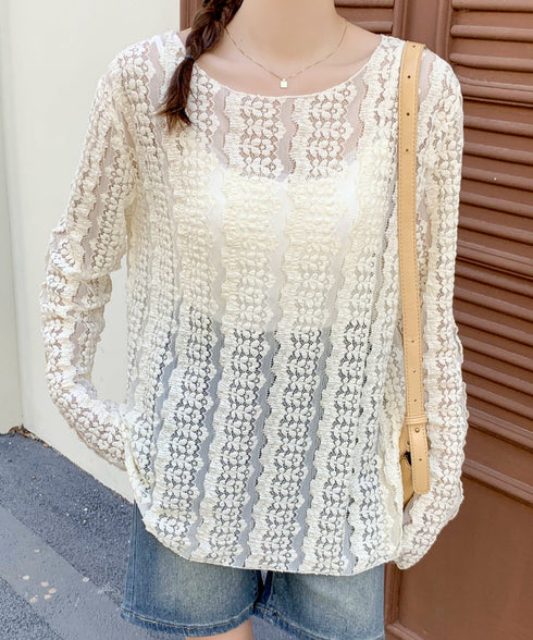 フローラルレース長袖Tシャツ | WOMEN | EV2251010 | アイボリー
