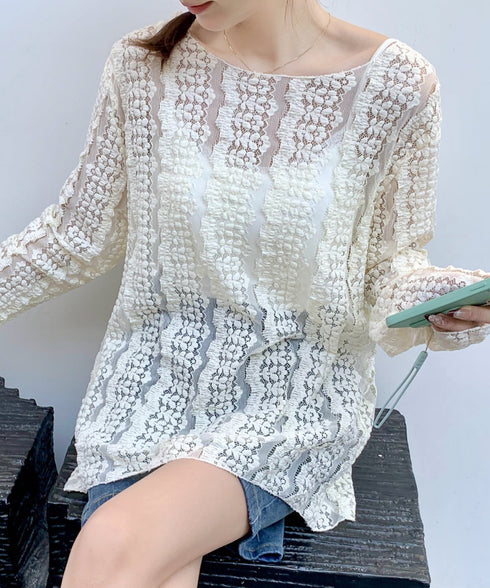 フローラルレース長袖Tシャツ | WOMEN | EV2251010 | アイボリー