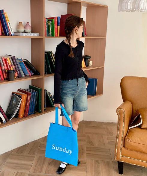 レーストリムリブニットカーディガン | EV2251011 | ブラック