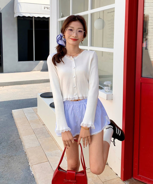 レーストリムストライプショートパンツ | EV2252001 | ブルー