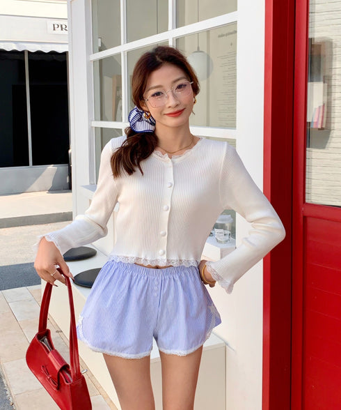 レーストリムストライプショートパンツ | EV2252001 | ブルー