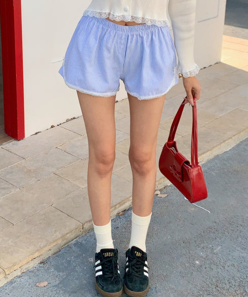 レーストリムストライプショートパンツ | EV2252001 | ブルー