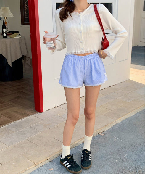 レーストリムストライプショートパンツ | EV2252001 | ブルー