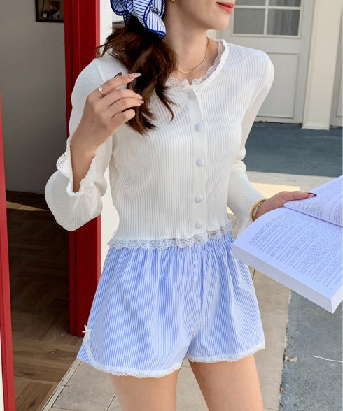 レーストリムストライプショートパンツ | EV2252001 | ブルー