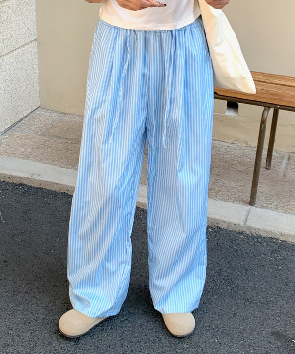 ストライプワイドストレートレッグパンツ | EV2255018 | ブルー