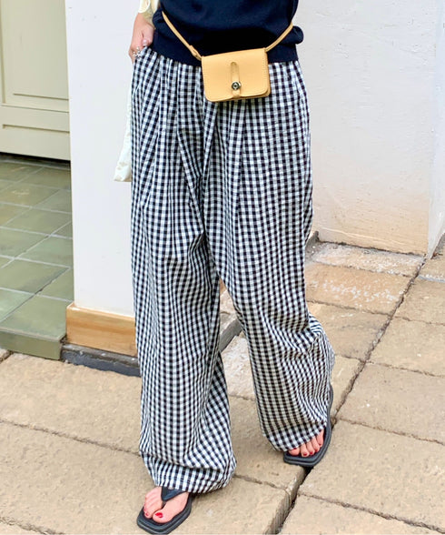 ギンガムチェックタックバレルレッグパンツ | EV2255019 | ブラック