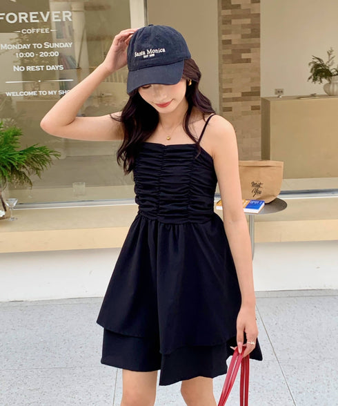 シャーリングティアードミニワンピース | EV2255020 | ブラック