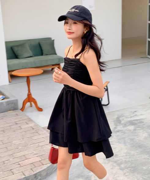 シャーリングティアードミニワンピース | EV2255020 | ブラック