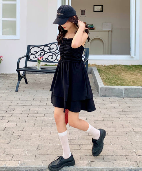 シャーリングティアードミニワンピース | EV2255020 | ブラック