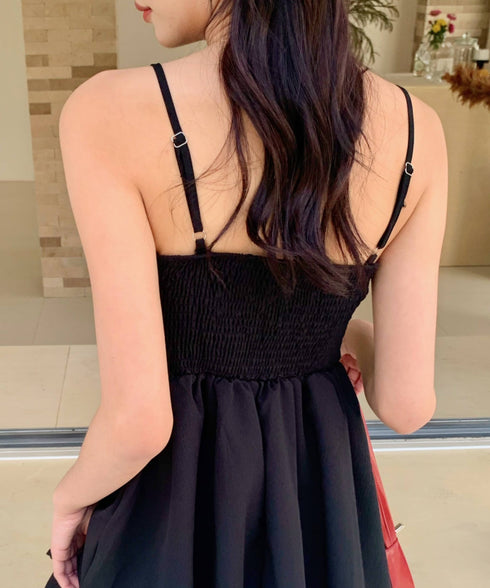 シャーリングティアードミニワンピース | EV2255020 | ブラック