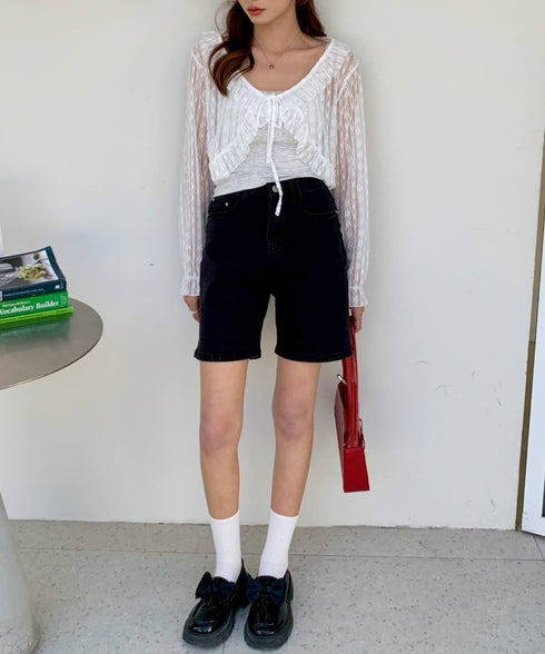 ウォッシュブラックデニムハーフパンツ | EV2252002 | ブラック