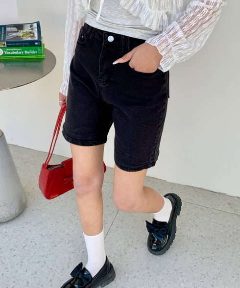 ウォッシュブラックデニムハーフパンツ | EV2252002 | ブラック