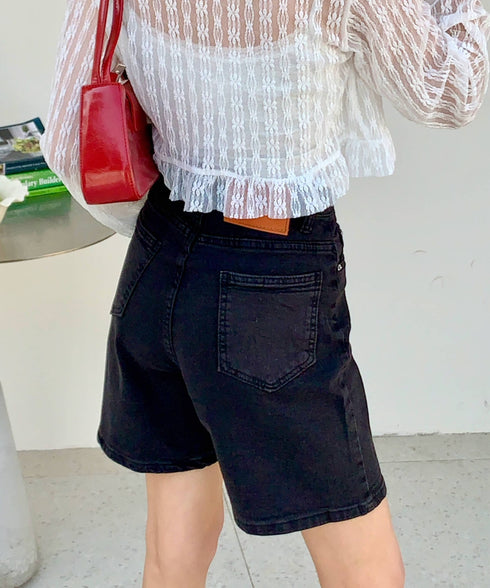 ウォッシュブラックデニムハーフパンツ | EV2252002 | ブラック