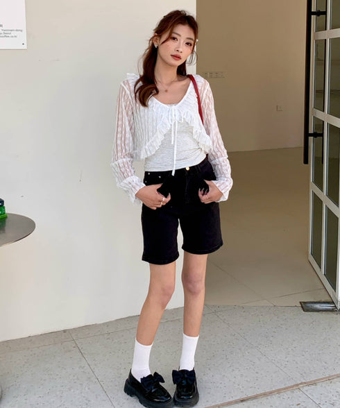 ウォッシュブラックデニムハーフパンツ | EV2252002 | ブラック