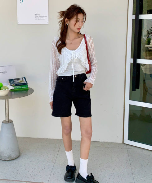 ウォッシュブラックデニムハーフパンツ | EV2252002 | ブラック