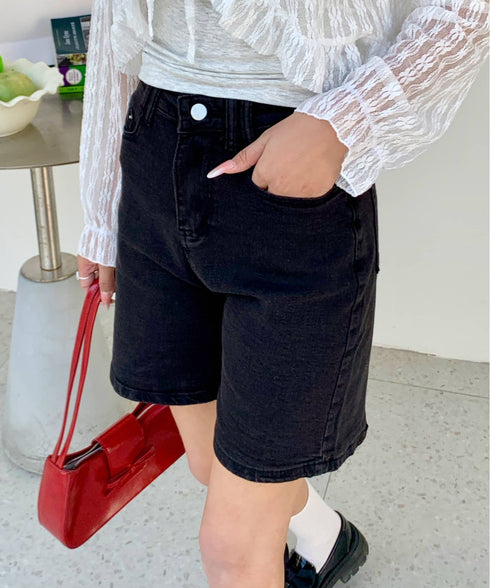 ウォッシュブラックデニムハーフパンツ | EV2252002 | ブラック