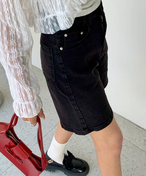 ウォッシュブラックデニムハーフパンツ | EV2252002 | ブラック