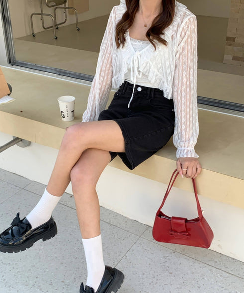 ウォッシュブラックデニムハーフパンツ | EV2252002 | ブラック