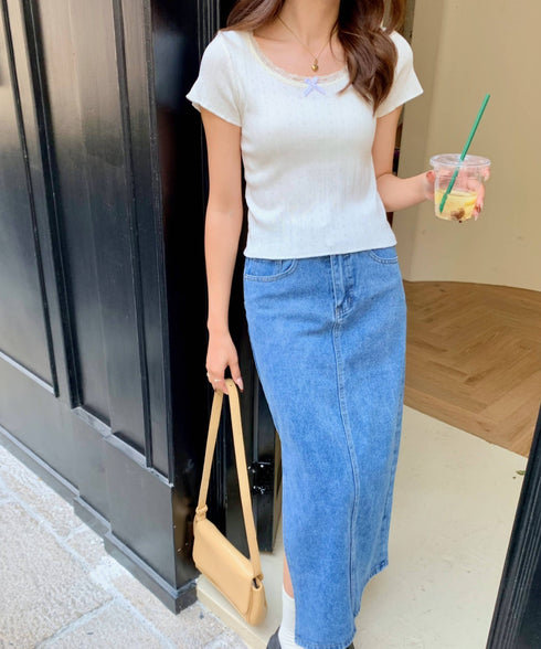 レーストリムサマーニットTシャツ | EV2252006 | ホワイト