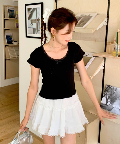 レーストリムサマーニットTシャツ | EV2252006 | ブラック