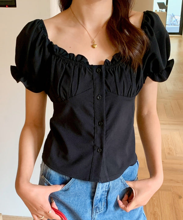 2WAYパフスリーブ半袖ブラウス | EV2252007 | ブラック