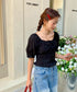 2WAYレースアップパフスリーブ半袖ブラウス | EV2252008 | ブラック