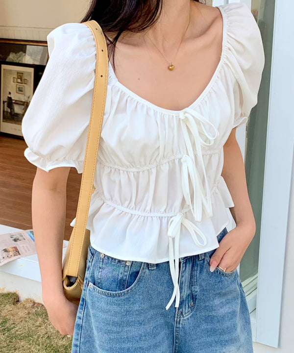 2WAYリボンパフスリーブ半袖ブラウス | EV2252009 | ホワイト